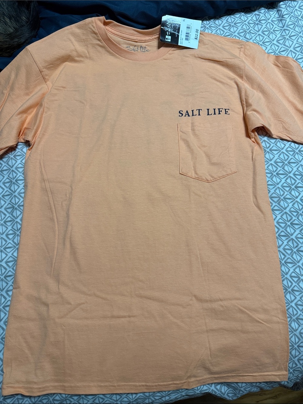 Salt Life Short Sleeve Pocket Tee in Peach